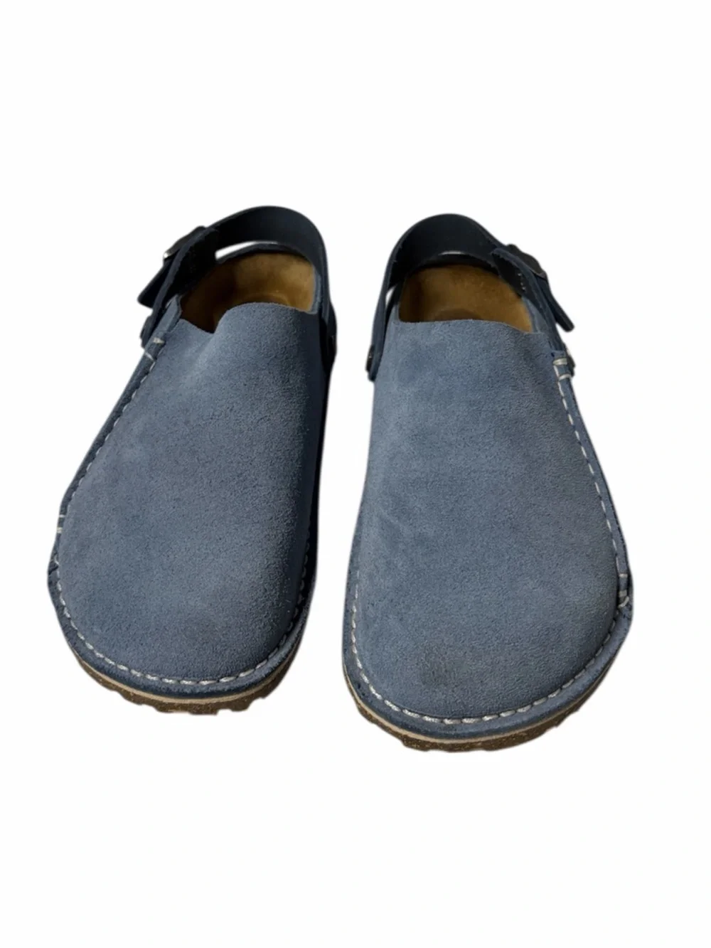 Birkenstock Lutry Premium Suede Clogs In Elemental Blue Size 39 - Picture 3 of 9